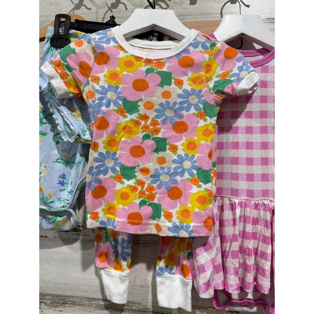 B'TWEEN Old Navy Dreamy ZZZ Girls 18-24M Blue Pink Floral Gingham Bundle EUC - Picture 2 of 6